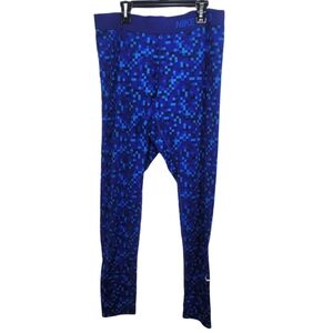 Nike Blue Women's Pro Geometric Workout Leggings Size XL